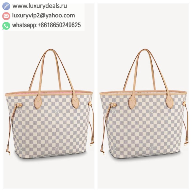 Louis Vuitton Neverfull White Grid Medium Shopping Bag N41605 N41361