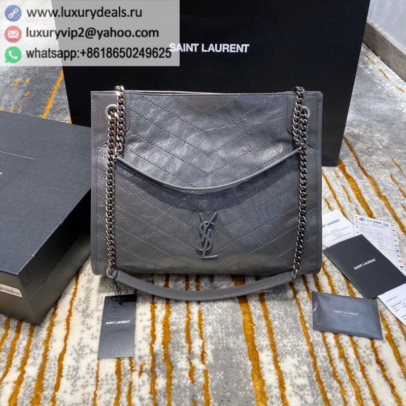 Saint Laurent YSL Niki Shopping Bag 577999 dark gray leather