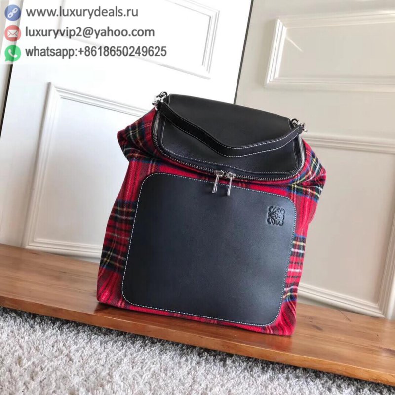 LOEWE Goya Backpack woolen backpack 0270 red and black color matching