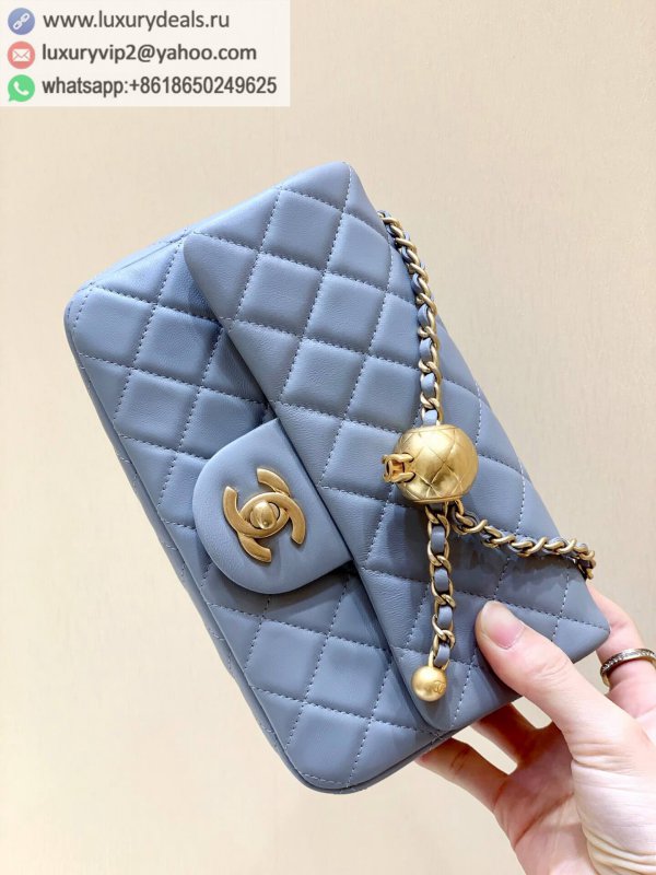 Chanel Flap Bag Metal Ball Bag Gold Ball CF Large Mini AS1787 Gray Blue