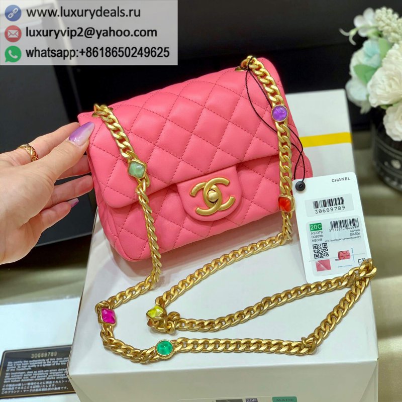 Chanel Classic flap bag CF gem bag AS2379 peach pink