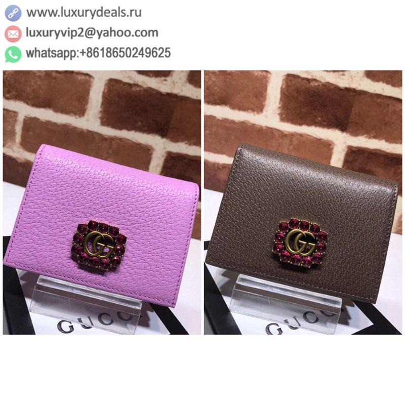 Gucci Red Crystal Pink Full Leather Card Holder 499783