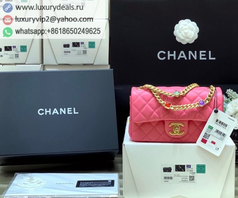 Chanel Classic flap bag CF gem bag AS2380 peach pink