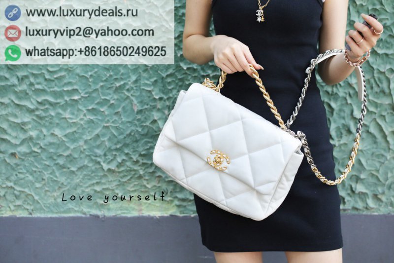 Chanel 19 Flap Bag AS1161 Medium 30CM White