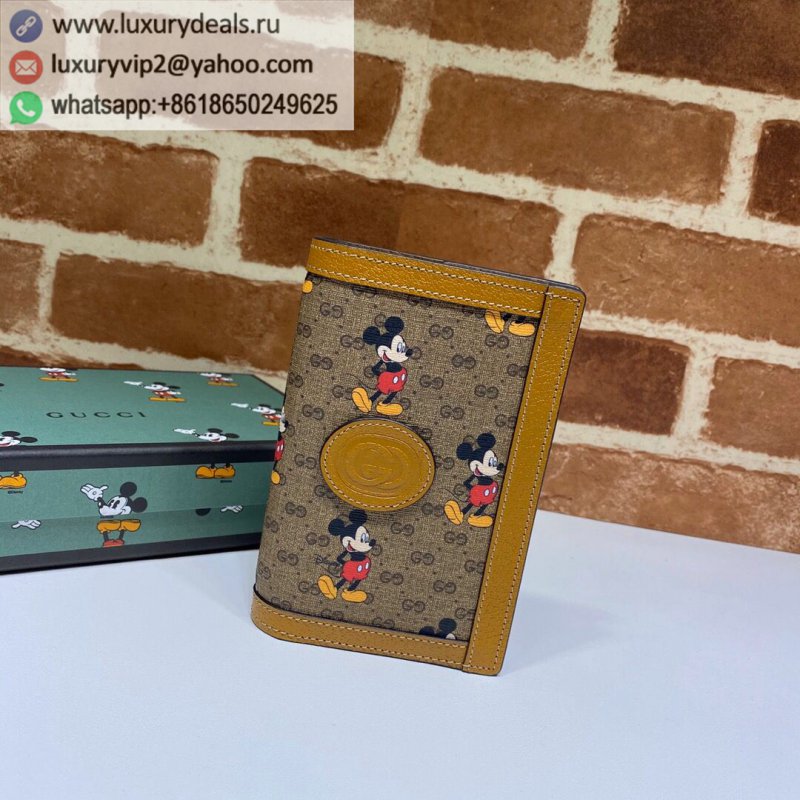 Gucci 2020 New Year Mickey Print Embroidered Passport Holder Card Holder 602538