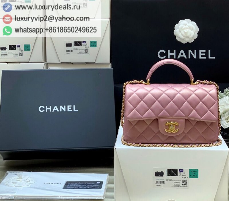 Chanel CF large mini with wrist version pearly pink sheepskin AS2431