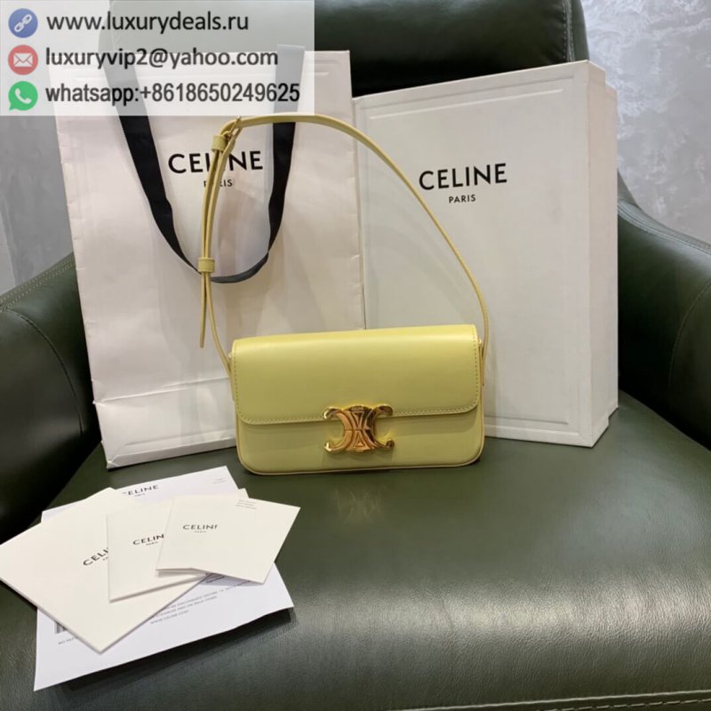 Celine Triomphe shiny cow leather shoulder bag 194143 chicken yellow
