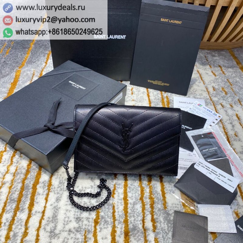 Saint Laurent YSL woc Small envelope bag 393953 black black buckle