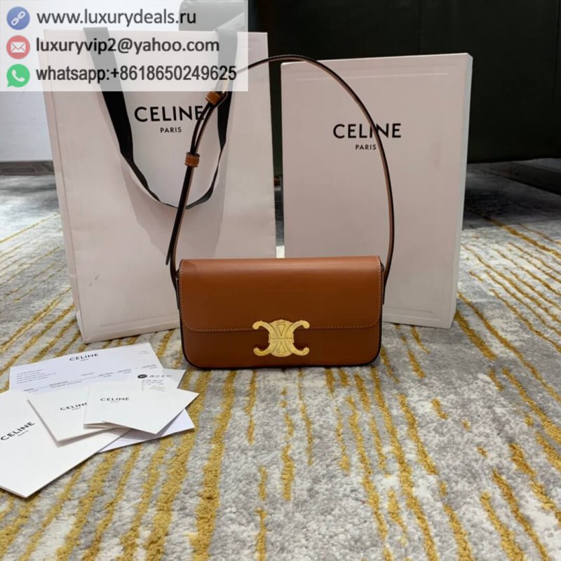 Celine Triomphe leather armpit bag 194143 caramel