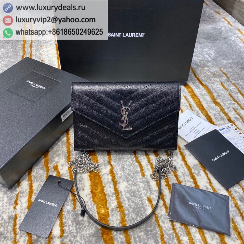 Saint Laurent YSL woc Small envelope bag 393953 black silver buckle
