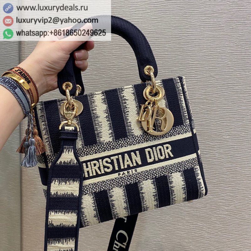 Dior Lady D-Lite five-compartment dark blue stripes Dior Lady bag M0565ORFQ_M928
