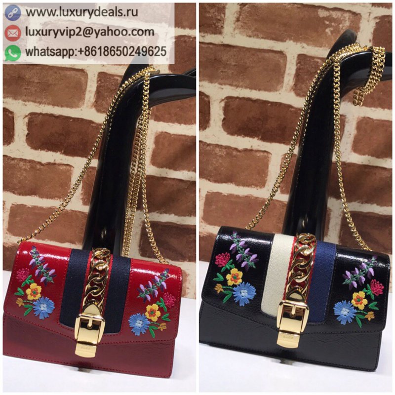 GUCCI leather embroidered one-shoulder messenger bag 494646