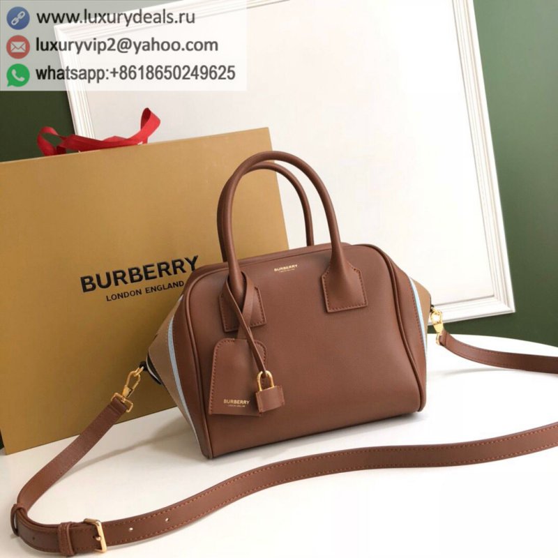 Burberry Italian Tanned Leather Bowling Bag Cube-Cube Bag