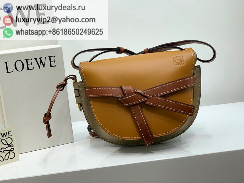LOEWE Small Gate bag saddle bag 0301 brown and gray color matching 20CM