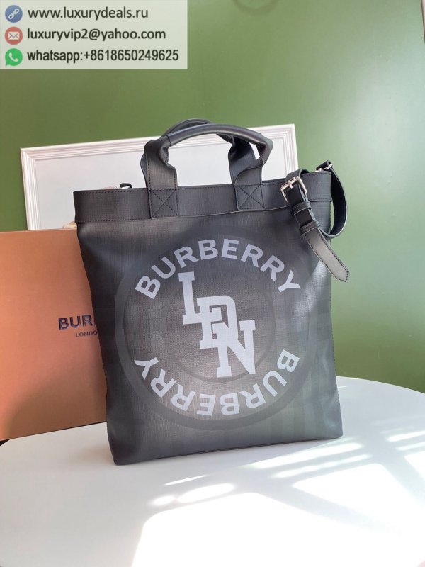 Burberry London check panel and leather tote bag