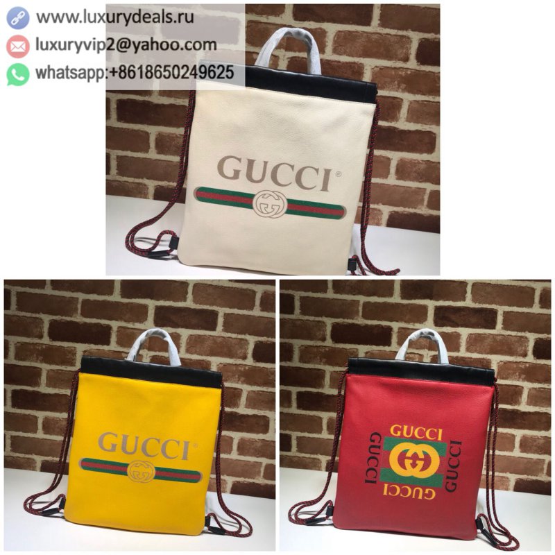 GUCCI yellow soft leather drawstring backpack 523586