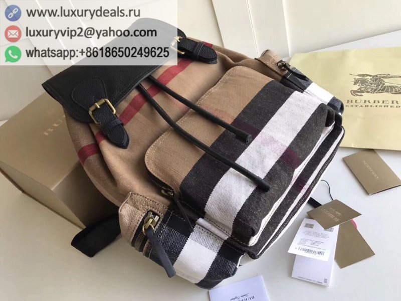 Burberry Canvas Check Panel The Rucksack Army Backpack 5651