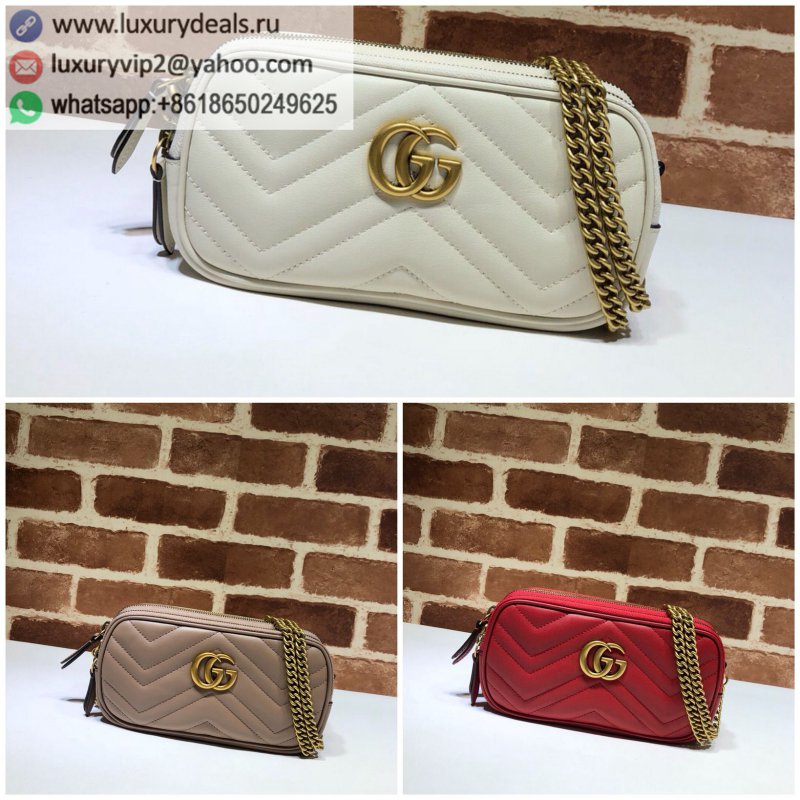 Gucci GG Marmont wave pattern leather three-layer shoulder bag 546581