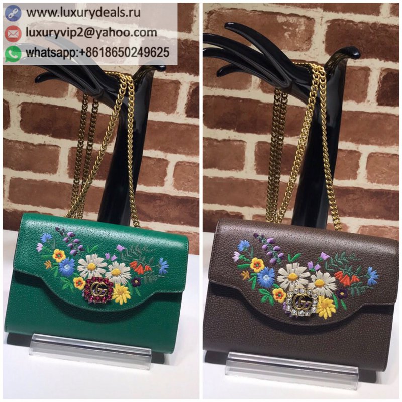 Gucci Full Leather Embroidered Chain Bag 499314