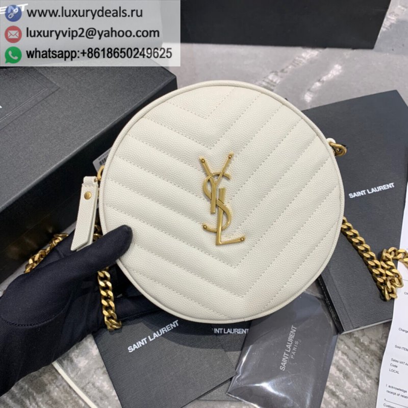 Saint Laurent YSL Vinyle bag 610436 white gold buckle