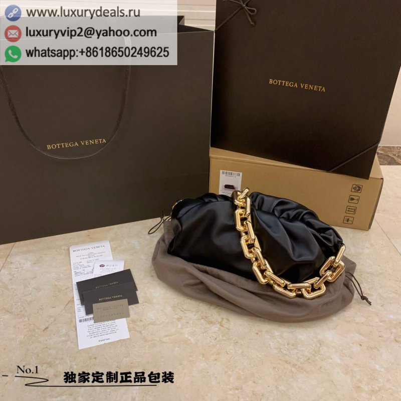Bottega Veneta CHAIN ??POUCH Leather Folding Cloud Bag 620230 Black Gold Chain