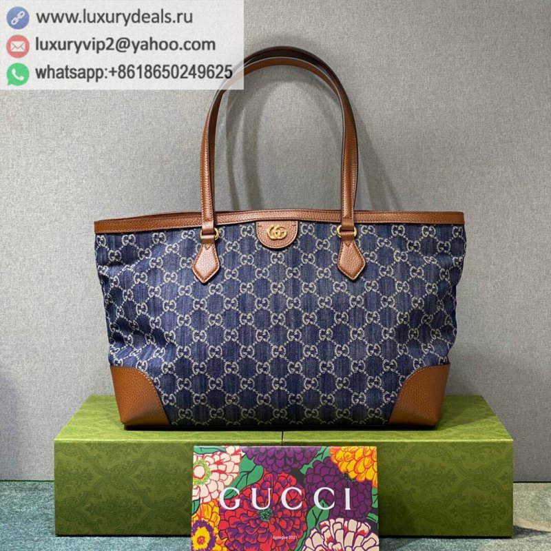 Gucci Denim Blue Ophidia GG medium tote Bag ?631685 2KQGG 8375