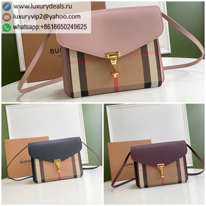 Burberry grained leather and house plaid cross-body bag 8131