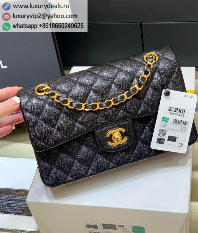 Chanel CF23 Classic flap bag A01113 black ball grain leather