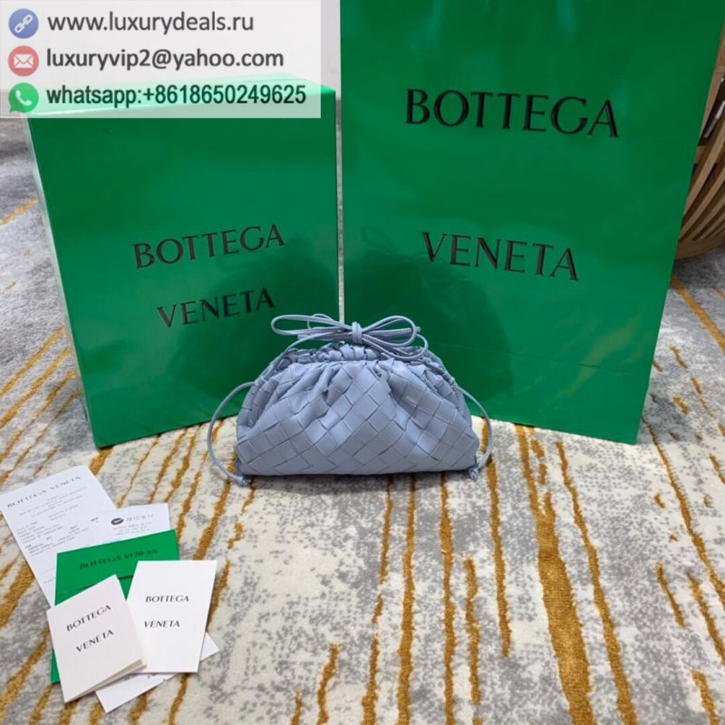 Bottega Veneta The Mini Pouch woven cloud bag 585852 ice blue
