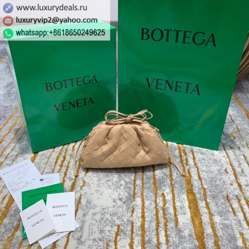 Bottega Veneta The Mini Pouch woven cloud bag 585852 milk tea color