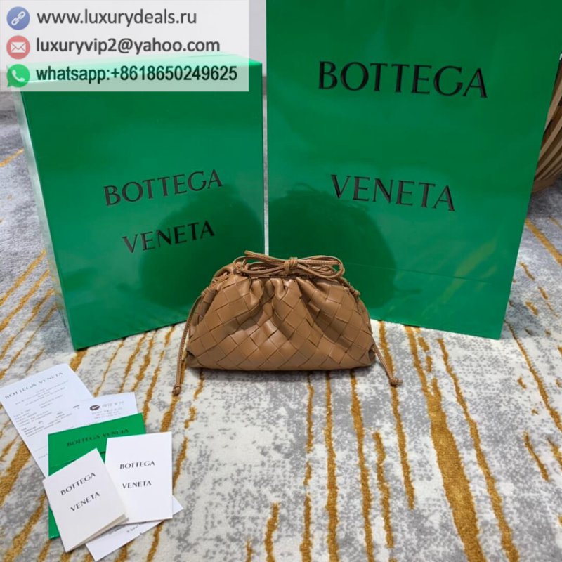 Bottega Veneta The Mini Pouch Woven Cloud Bag 585852 Caramel