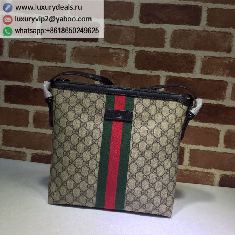Gucci premium man-made canvas messenger bag with striped webbing 387111