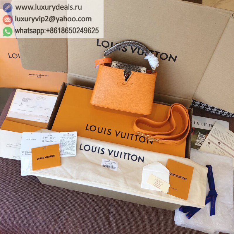 Louis Vuitton Capucines Mini orange snake print tote