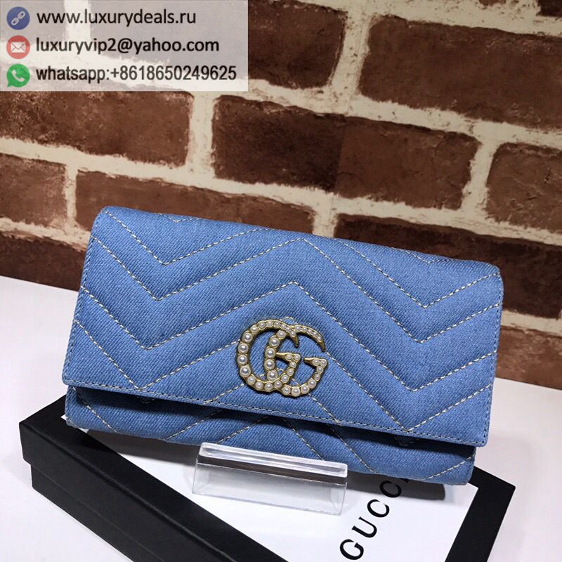 Gucci blue denim GG wallet 443436