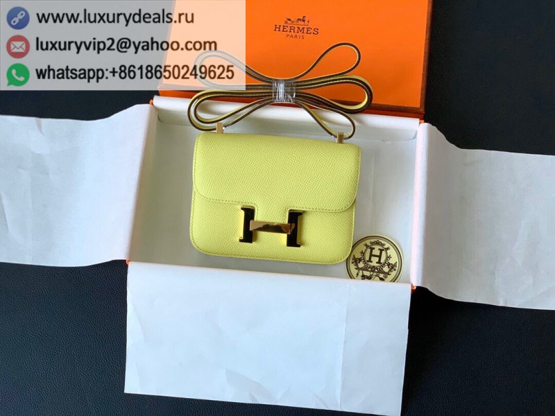 Hermes Constance 14 Palm Grain Leather Kang Kang Bag Lemon Gold Buckle