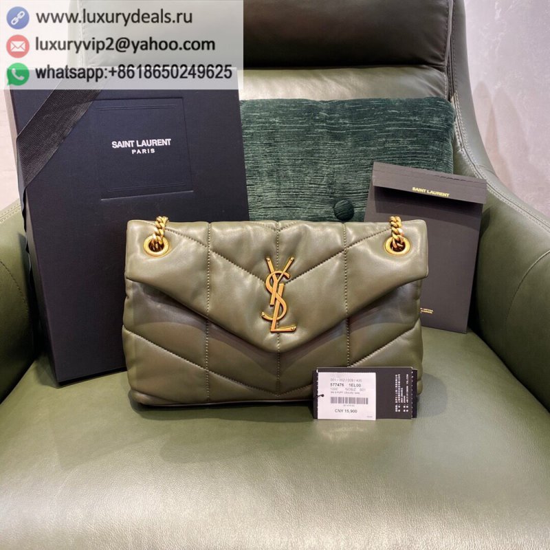 Saint Laurent YSL LouLou Puffer Quilted Lambskin Bag 577476 Olive Green Small