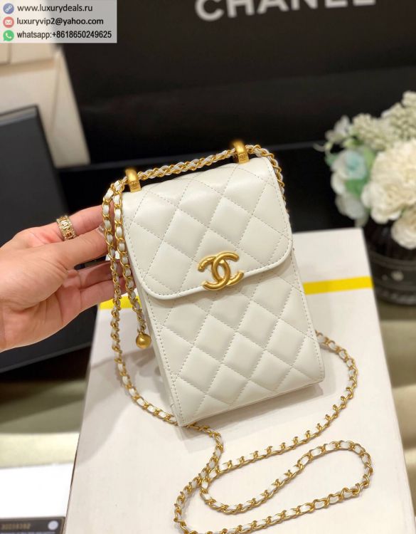 Chanel 2021FW Mobile Packet AP2291 Women Leather Shoulder Bags White