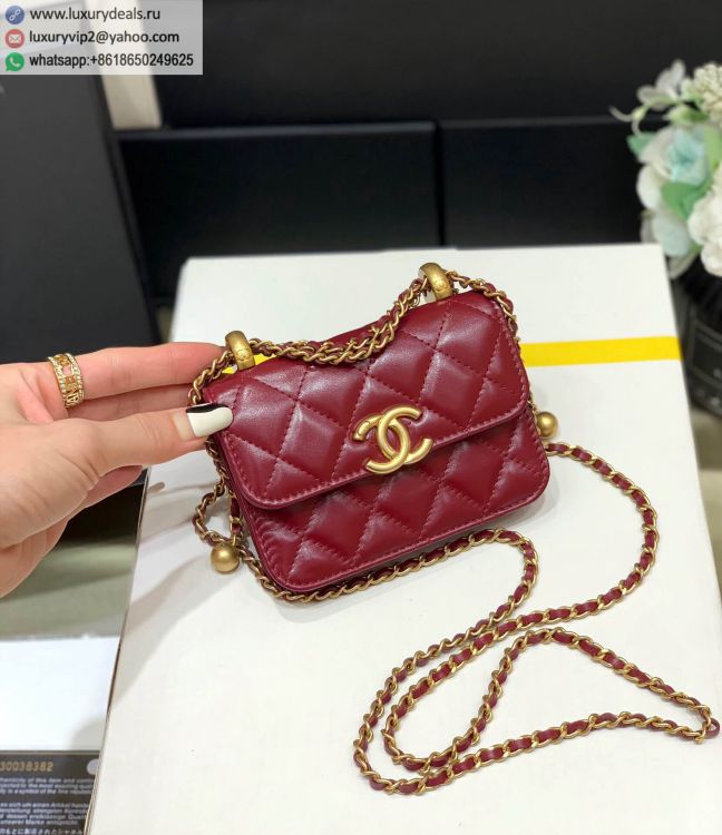 Chanel 2021FW AP2290 Women Leather Shoulder Bags Wine Red