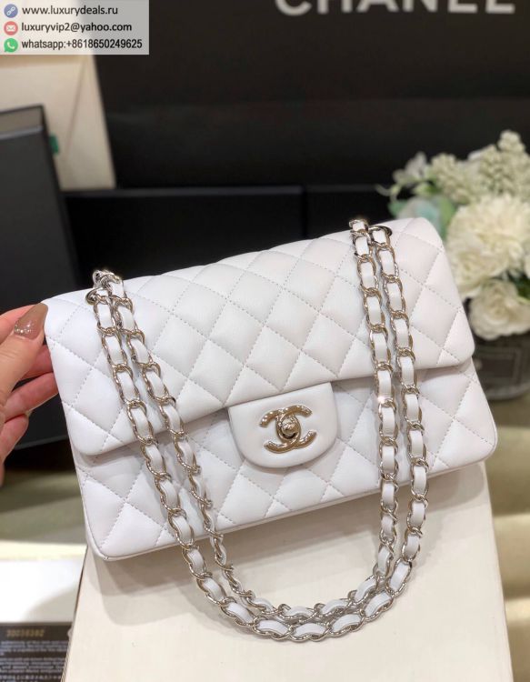 Chanel CF23 Classic flap bag A01113 Women Sheepskin Shoulder Bags White