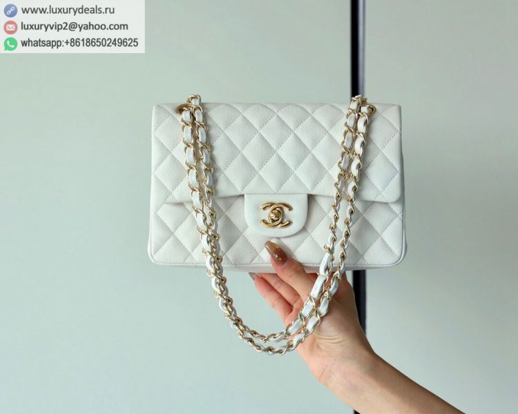 Chanel CF23 Classic flap bag A01113 Women Leather Shoulder Bags White