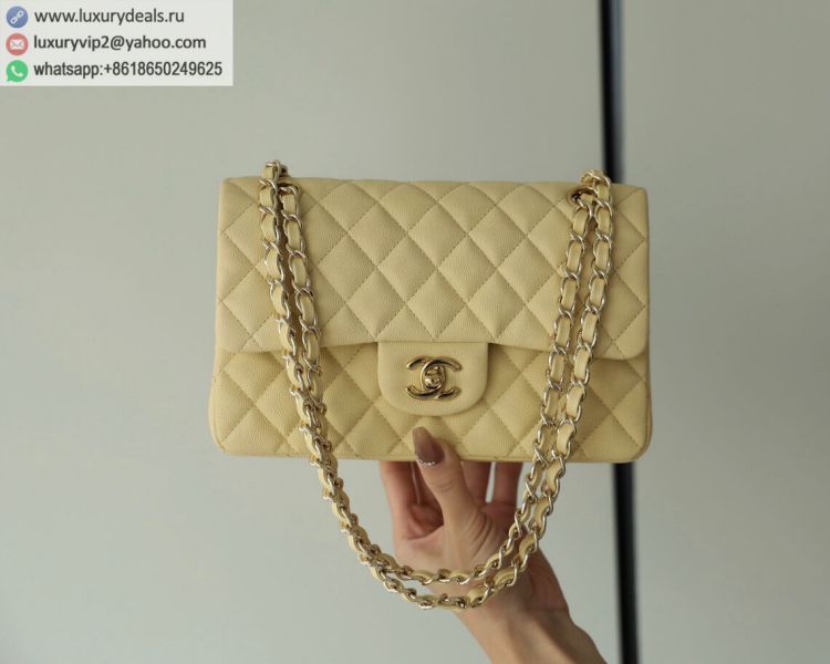 Chanel CF23 Classic flap bag A01113 Women Leather Shoulder Bags Light Yellow