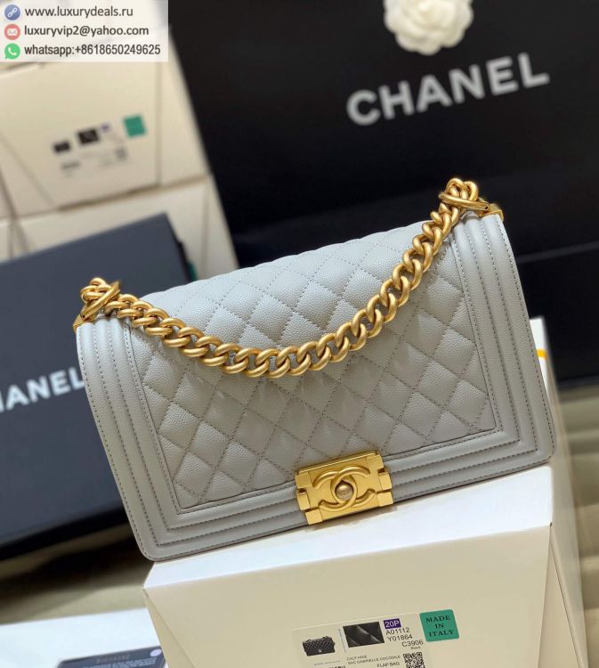 Chanel Leboy 25 A67086 Women Leather Shoulder Bags Light Gray
