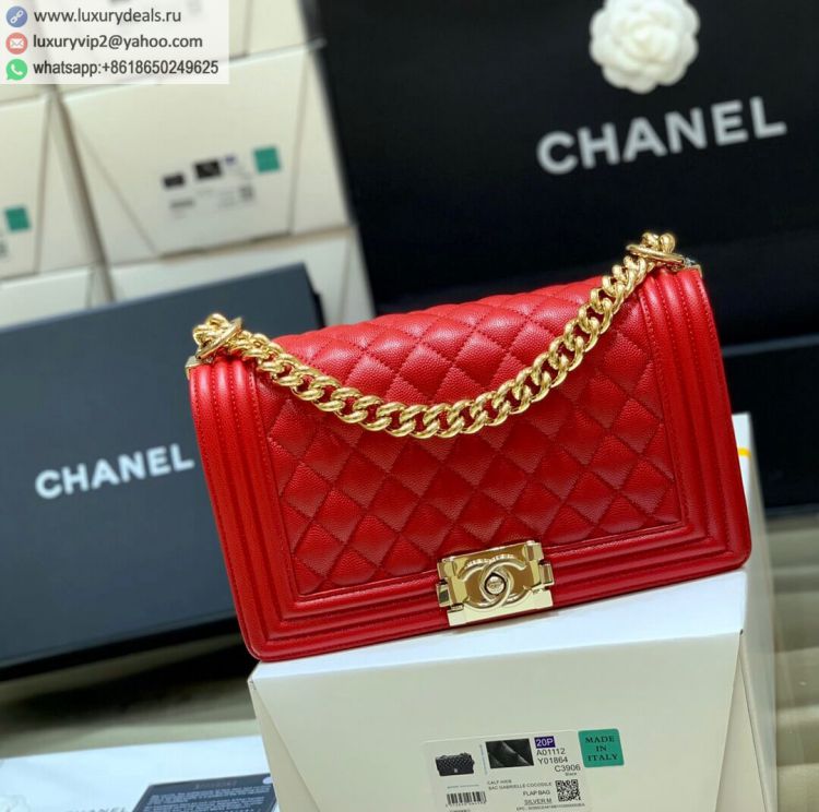 Chanel Leboy 25 A67086 Women Leather Shoulder Bags Red