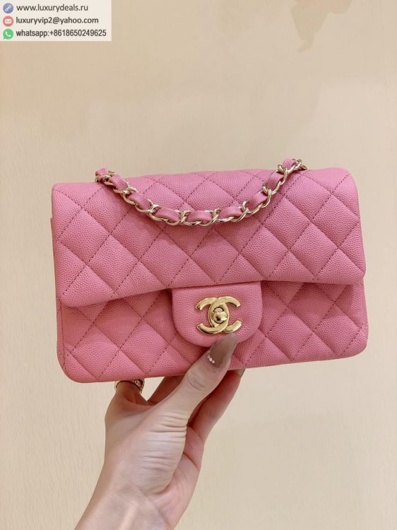 Chanel CF20 mini Classic flap bag A01116 Women Leather Shoulder Bags Pink