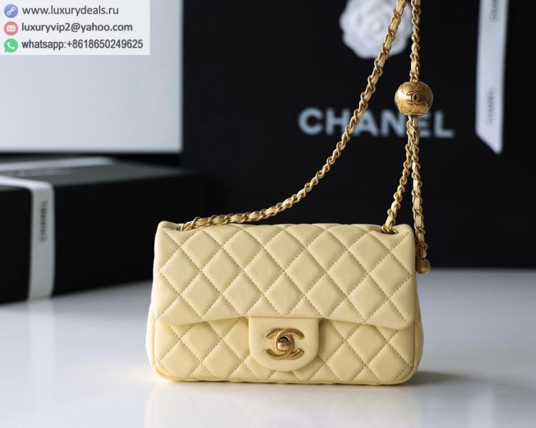 Chanel Flap Bag CF Mini AS1787 Women Sheepskin Shoulder Bags Light Yellow