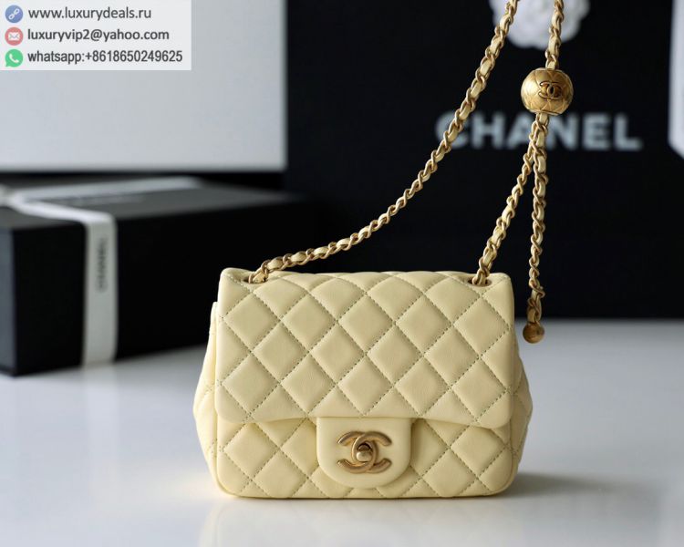 Chanel Flap Bag CF Mini AS1786 Women Sheepskin Shoulder Bags Light Yellow
