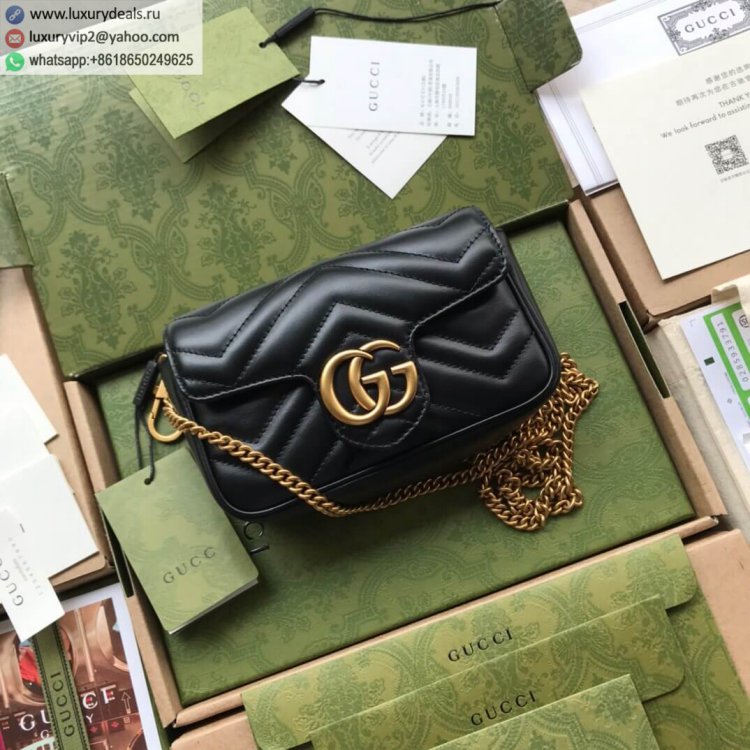 Gucci GG Marmont mini Chain 476433 Women Leather Shoulder Bags Black
