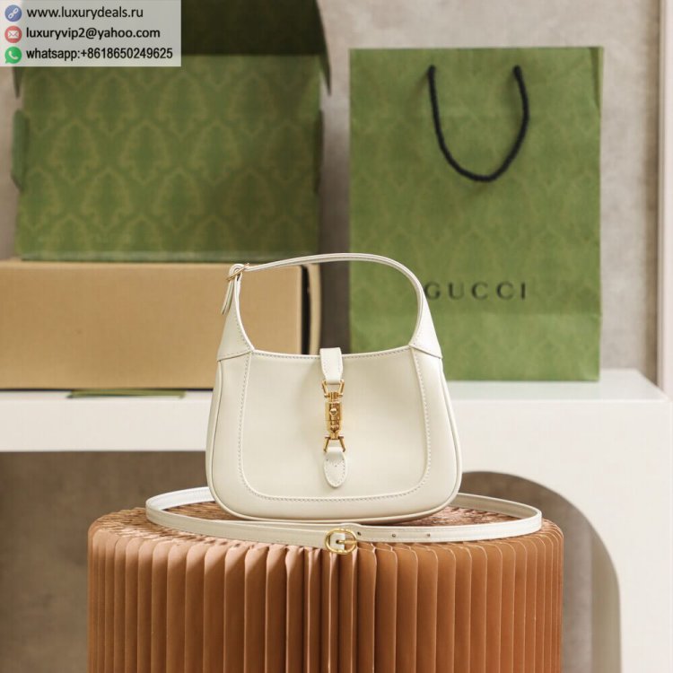 Gucci Jackie 1961 Mini Hobo Bag 637091 10O0G 9022 Women Leather Shoulder Bags White
