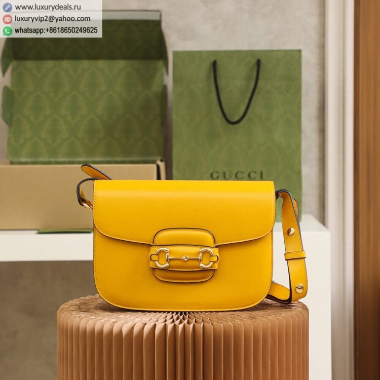 Gucci Horsebit 1955 shoulder bag 602204 525040 Women Leather Shoulder Bags Yellow