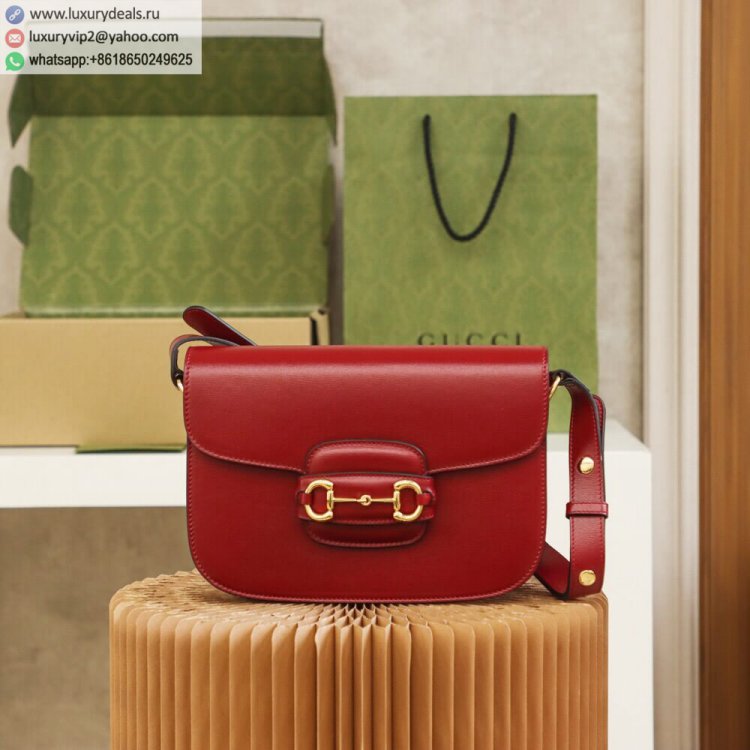 Gucci Horsebit 1955 shoulder bag 602204 1DB0G 6638 Women Leather Shoulder Bags Red